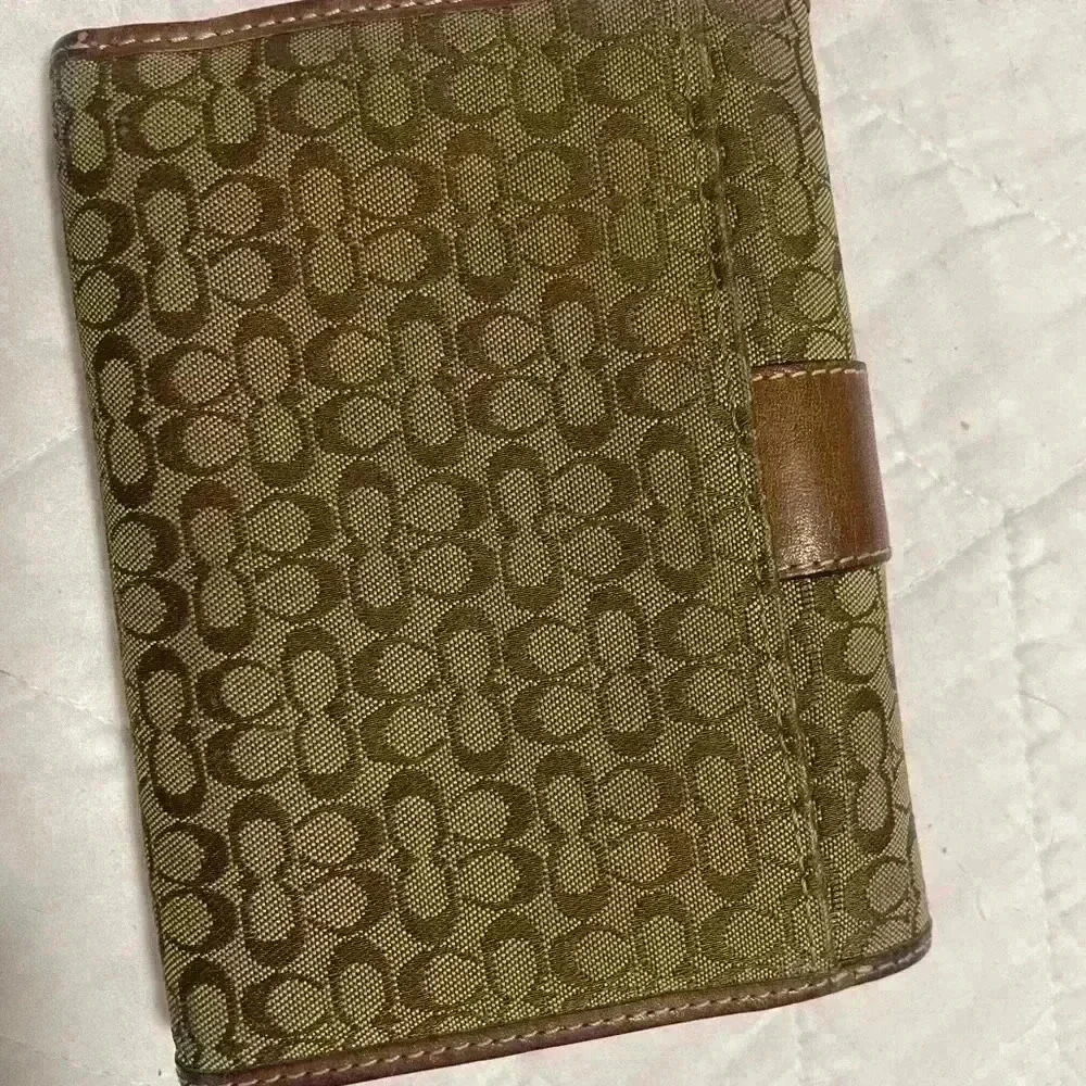 Coach Brown Monogram Canvas Printed Tri Fold Card Holder Wallet - Picture 10 of 10